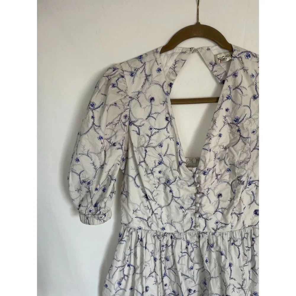 Nicholas Celie Maxi Dress 6 Floral Print V-Neck Purple/White - Picture 6 of 16